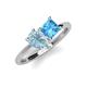 4 - Zoya Pear Shape Aquamarine & Princess Shape Blue Topaz 2 Stone Duo Ring 
