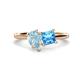 1 - Zoya Pear Shape Aquamarine & Princess Shape Blue Topaz 2 Stone Duo Ring 
