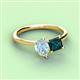 3 - Zoya Pear Shape Aquamarine & Princess Shape London Blue Topaz 2 Stone Duo Ring 