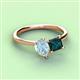 3 - Zoya Pear Shape Aquamarine & Princess Shape London Blue Topaz 2 Stone Duo Ring 