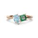 1 - Zoya Pear Shape Aquamarine & Princess Shape Lab Created Alexandrite 2 Stone Duo Ring 