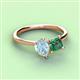 3 - Zoya Pear Shape Aquamarine & Princess Shape Lab Created Alexandrite 2 Stone Duo Ring 
