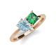 4 - Zoya Pear Shape Aquamarine & Princess Shape Lab Created Alexandrite 2 Stone Duo Ring 