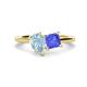 1 - Zoya Pear Shape Aquamarine & Princess Shape Tanzanite 2 Stone Duo Ring 