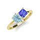 4 - Zoya Pear Shape Aquamarine & Princess Shape Tanzanite 2 Stone Duo Ring 