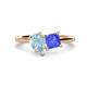1 - Zoya Pear Shape Aquamarine & Princess Shape Tanzanite 2 Stone Duo Ring 