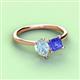 3 - Zoya Pear Shape Aquamarine & Princess Shape Tanzanite 2 Stone Duo Ring 