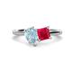 1 - Zoya Pear Shape Aquamarine & Princess Shape Lab Created Ruby 2 Stone Duo Ring 