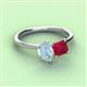 3 - Zoya Pear Shape Aquamarine & Princess Shape Lab Created Ruby 2 Stone Duo Ring 