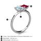 5 - Zoya Pear Shape Aquamarine & Princess Shape Lab Created Ruby 2 Stone Duo Ring 