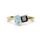 1 - Zoya Pear Shape Aquamarine & Princess Shape Black Diamond 2 Stone Duo Ring 