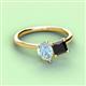 3 - Zoya Pear Shape Aquamarine & Princess Shape Black Diamond 2 Stone Duo Ring 