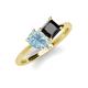4 - Zoya Pear Shape Aquamarine & Princess Shape Black Diamond 2 Stone Duo Ring 