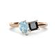 1 - Zoya Pear Shape Aquamarine & Princess Shape Black Diamond 2 Stone Duo Ring 