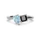 1 - Zoya Pear Shape Aquamarine & Princess Shape Black Diamond 2 Stone Duo Ring 