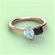 3 - Zoya Pear Shape Aquamarine & Princess Shape Black Diamond 2 Stone Duo Ring 