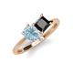 4 - Zoya Pear Shape Aquamarine & Princess Shape Black Diamond 2 Stone Duo Ring 