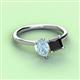 3 - Zoya Pear Shape Aquamarine & Princess Shape Black Diamond 2 Stone Duo Ring 