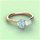 3 - Zoya Pear Shape Aquamarine & Princess Shape Lab Created Opal 2 Stone Duo Ring 