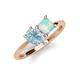 4 - Zoya Pear Shape Aquamarine & Princess Shape Lab Created Opal 2 Stone Duo Ring 