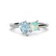 1 - Zoya Pear Shape Aquamarine & Princess Shape Lab Created Opal 2 Stone Duo Ring 