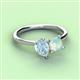 3 - Zoya Pear Shape Aquamarine & Princess Shape Lab Created Opal 2 Stone Duo Ring 