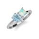 4 - Zoya Pear Shape Aquamarine & Princess Shape Lab Created Opal 2 Stone Duo Ring 