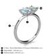 5 - Zoya Pear Shape Aquamarine & Princess Shape Lab Created Opal 2 Stone Duo Ring 