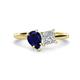 1 - Zoya Pear Shape Blue Sapphire & Princess Shape Certified Diamond 2 Stone Duo Ring 