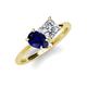 4 - Zoya Pear Shape Blue Sapphire & Princess Shape Certified Diamond 2 Stone Duo Ring 
