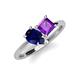 4 - Zoya Pear Shape Blue Sapphire & Princess Shape Amethyst 2 Stone Duo Ring 