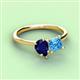 3 - Zoya Pear Shape Blue Sapphire & Princess Shape Blue Topaz 2 Stone Duo Ring 