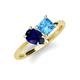 4 - Zoya Pear Shape Blue Sapphire & Princess Shape Blue Topaz 2 Stone Duo Ring 