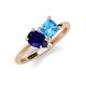 4 - Zoya Pear Shape Blue Sapphire & Princess Shape Blue Topaz 2 Stone Duo Ring 