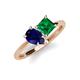 4 - Zoya Pear Shape Blue Sapphire & Princess Shape Lab Created Emerald 2 Stone Duo Ring 