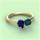 3 - Zoya Pear Shape Blue Sapphire & Princess Shape London Blue Topaz 2 Stone Duo Ring 