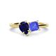 1 - Zoya Pear Shape Blue Sapphire & Princess Shape Tanzanite 2 Stone Duo Ring 