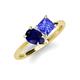 4 - Zoya Pear Shape Blue Sapphire & Princess Shape Tanzanite 2 Stone Duo Ring 