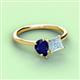3 - Zoya Pear Shape Blue Sapphire & Princess Shape Aquamarine 2 Stone Duo Ring 