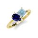 4 - Zoya Pear Shape Blue Sapphire & Princess Shape Aquamarine 2 Stone Duo Ring 