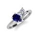4 - Zoya Pear Shape Blue Sapphire & Princess Shape GIA Certified Diamond 2 Stone Duo Ring 