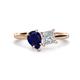 1 - Zoya Pear Shape Blue Sapphire & Princess Shape GIA Certified Diamond 2 Stone Duo Ring 