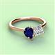 3 - Zoya Pear Shape Blue Sapphire & Princess Shape GIA Certified Diamond 2 Stone Duo Ring 