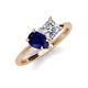 4 - Zoya Pear Shape Blue Sapphire & Princess Shape GIA Certified Diamond 2 Stone Duo Ring 