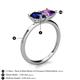 5 - Zoya Pear Shape Blue Sapphire & Princess Shape Amethyst 2 Stone Duo Ring 