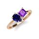 4 - Zoya Pear Shape Blue Sapphire & Princess Shape Amethyst 2 Stone Duo Ring 