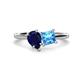1 - Zoya Pear Shape Blue Sapphire & Princess Shape Blue Topaz 2 Stone Duo Ring 