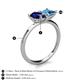 5 - Zoya Pear Shape Blue Sapphire & Princess Shape Blue Topaz 2 Stone Duo Ring 
