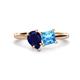 1 - Zoya Pear Shape Blue Sapphire & Princess Shape Blue Topaz 2 Stone Duo Ring 