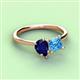 3 - Zoya Pear Shape Blue Sapphire & Princess Shape Blue Topaz 2 Stone Duo Ring 